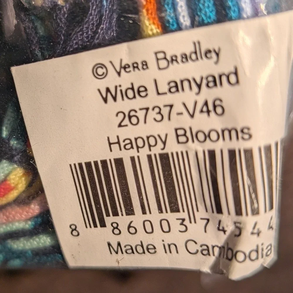 Vera Bradley Happy Blooms Wide Lanyard Floral ID Key Holder 26737-V46 NEW